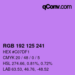 Color code: RGB 192 125 241 | qconv.com
