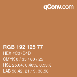 Color code: RGB 192 125 77 | qconv.com