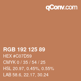カラーコード: RGB 192 125 89 | qconv.com