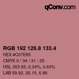 カラーコード: RGB 192 126.8 133.4 | qconv.com