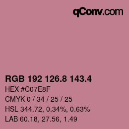 カラーコード: RGB 192 126.8 143.4 | qconv.com