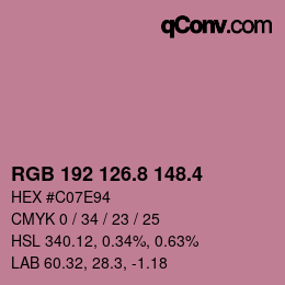 カラーコード: RGB 192 126.8 148.4 | qconv.com