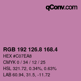 カラーコード: RGB 192 126.8 168.4 | qconv.com