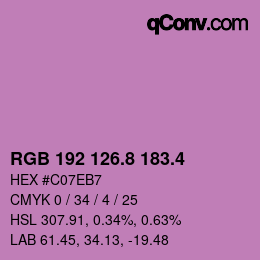 カラーコード: RGB 192 126.8 183.4 | qconv.com