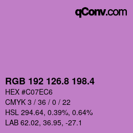 カラーコード: RGB 192 126.8 198.4 | qconv.com