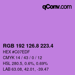 カラーコード: RGB 192 126.8 223.4 | qconv.com