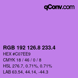 カラーコード: RGB 192 126.8 233.4 | qconv.com