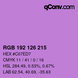 Color code: RGB 192 126 215 | qconv.com