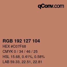 Código de color: RGB 192 127 104 | qconv.com
