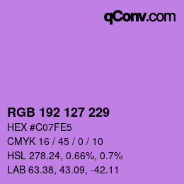 Color code: RGB 192 127 229 | qconv.com
