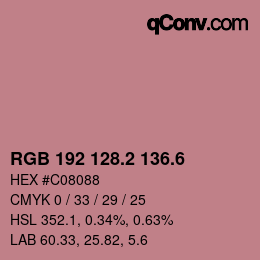 カラーコード: RGB 192 128.2 136.6 | qconv.com
