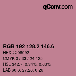 カラーコード: RGB 192 128.2 146.6 | qconv.com