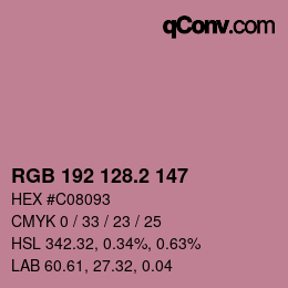 カラーコード: RGB 192 128.2 147 | qconv.com