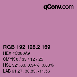 カラーコード: RGB 192 128.2 169 | qconv.com