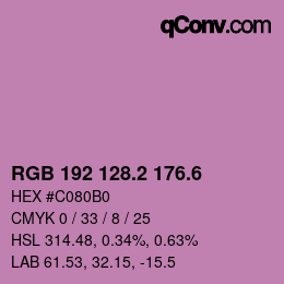 カラーコード: RGB 192 128.2 176.6 | qconv.com