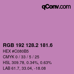 カラーコード: RGB 192 128.2 181.6 | qconv.com