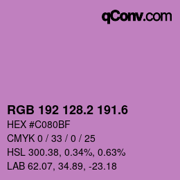 カラーコード: RGB 192 128.2 191.6 | qconv.com