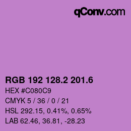 カラーコード: RGB 192 128.2 201.6 | qconv.com