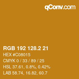 カラーコード: RGB 192 128.2 21 | qconv.com