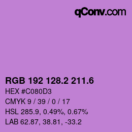 カラーコード: RGB 192 128.2 211.6 | qconv.com