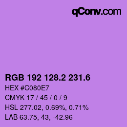 カラーコード: RGB 192 128.2 231.6 | qconv.com