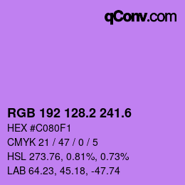カラーコード: RGB 192 128.2 241.6 | qconv.com
