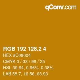 カラーコード: RGB 192 128.2 4 | qconv.com