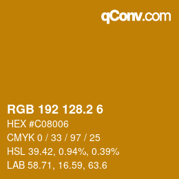 カラーコード: RGB 192 128.2 6 | qconv.com