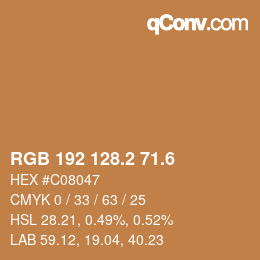 カラーコード: RGB 192 128.2 71.6 | qconv.com