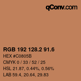 カラーコード: RGB 192 128.2 91.6 | qconv.com