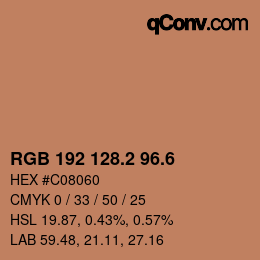 カラーコード: RGB 192 128.2 96.6 | qconv.com