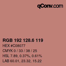 カラーコード: RGB 192 128.6 119 | qconv.com