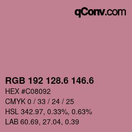 カラーコード: RGB 192 128.6 146.6 | qconv.com