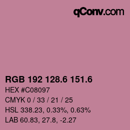 カラーコード: RGB 192 128.6 151.6 | qconv.com