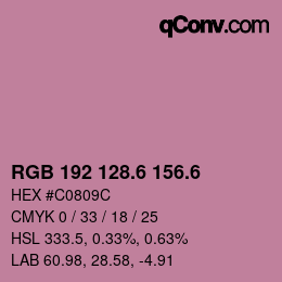 カラーコード: RGB 192 128.6 156.6 | qconv.com