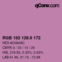 カラーコード: RGB 192 128.6 172 | qconv.com