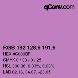 カラーコード: RGB 192 128.6 191.6 | qconv.com