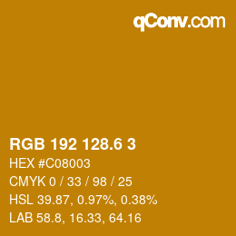 カラーコード: RGB 192 128.6 3 | qconv.com