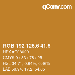 カラーコード: RGB 192 128.6 41.6 | qconv.com