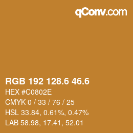 カラーコード: RGB 192 128.6 46.6 | qconv.com