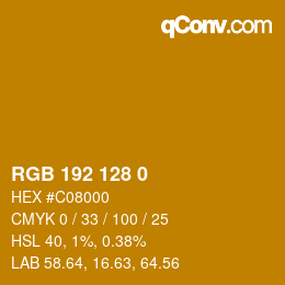 カラーコード: RGB 192 128 0 | qconv.com