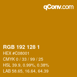 カラーコード: RGB 192 128 1 | qconv.com