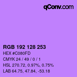 Color code: RGB 192 128 253 | qconv.com