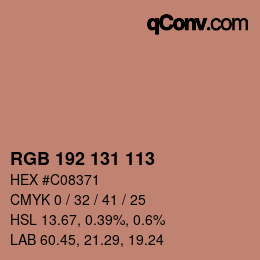 Color code: RGB 192 131 113 | qconv.com
