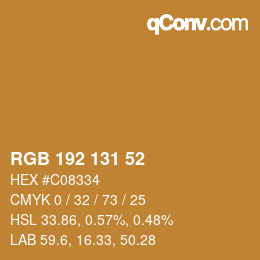 Color code: RGB 192 131 52 | qconv.com