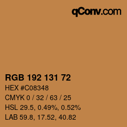 Color code: RGB 192 131 72 | qconv.com