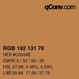 Color code: RGB 192 131 78 | qconv.com