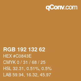 Color code: RGB 192 132 62 | qconv.com