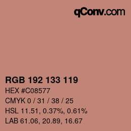 Color code: RGB 192 133 119 | qconv.com