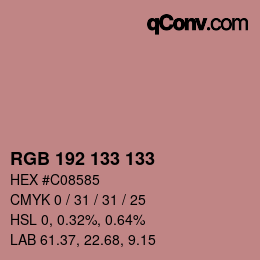 カラーコード: RGB 192 133 133 | qconv.com